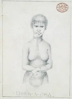 Aboriginal Prints: Portrait of an Aboriginal woman named Dirr-a-goa
