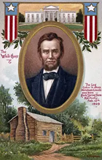 Kentucky Prints: Portrait of Abraham Lincoln, and his residences