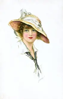 Necktie Prints: Portrait of an American girl in a large floppy hat