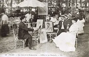 Vichy Prints: Portrait Artist Gilbert at work at Vichy