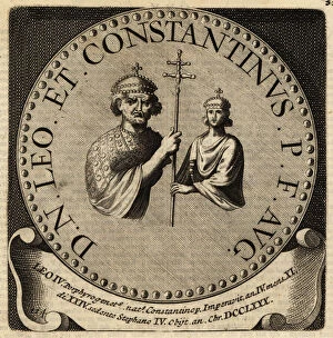Portrait of Byzantine Emperors Leo III and Constantine VI