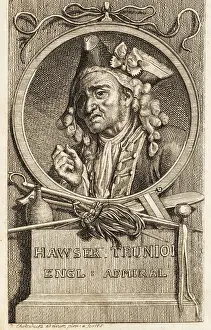 Flask Prints: Portrait of Commodore Hawser Trunnion from Peregrine Pickle