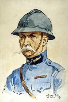 Adrian Gallery: Portrait of a French Officer wearing the Adrian helmet