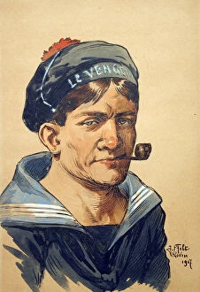 Images Dated 28th October 2017: Portrait of a French sailor wearing French naval cap