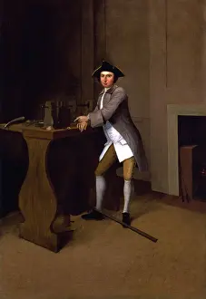 Lathe Prints: Portrait of a gentleman in an interior, at a lathe