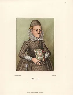 Brooch Gallery: Portrait of a German maiden in late 16th century garb