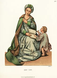 Hefner Gallery: Portrait of a German woman with child, late 15th century