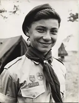 Portrait of a Greek boy scout at camp