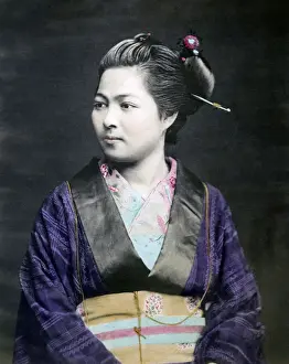 Portrait of a Japanese woman, Japan, circa 1870. Date: circa 1870