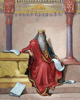 1883 Prints: Portrait of King Solomon (c. 1011-c. 928 BC). Engraving by Gus