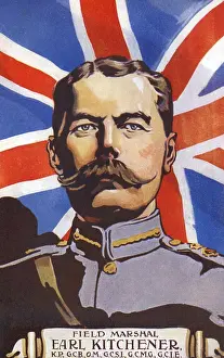 Horatio Prints: Portrait of Kitchener before Union Flag