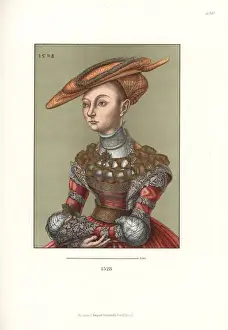 Brocade Prints: Portrait of a lady, probably a Hungarian princess, 1528