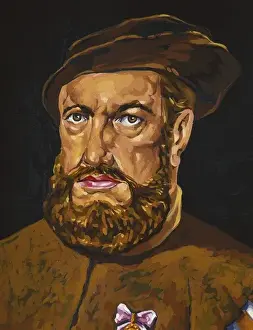 Colonialist Prints: Portrait of Magalhaes. Spanish anonymous