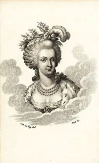 Curls Prints: Portrait of Marie Antoinette with pearl necklace, ermine cape