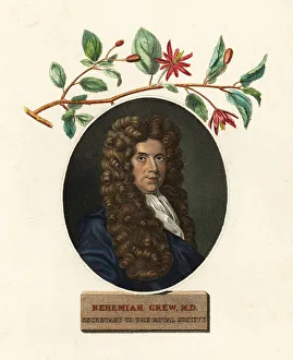 Temple Of Flora Prints: Portrait of Nehemiah Grew, physician and botanist