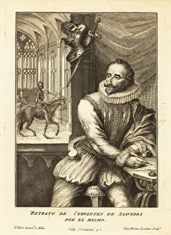 Doublet Prints: Portrait of novelist Miguel Cervantes de Saavedra