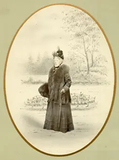 Portrait photograph of elderly woman in fur coat