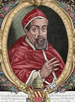 1554 Gallery: Portrait of Pope Gregory XV (1554-1623). Engraving by Peter