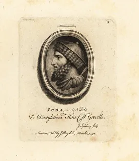 Antiquarian Prints: Portrait in profile of King Juba I of Numidia, c. 85-46 BC