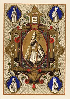 Highlight Prints: Portrait of Saint Gregory, Pope Gregory I, with triregnum and fe