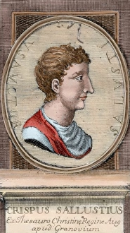 Senate Gallery: Portrait of Sallust (86-35 BC). Colored engraving, 1772