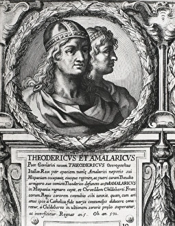 Lithographies Collection: Portrait of Theodoric and his grandson Amalaric