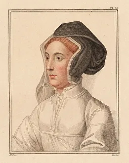 Dessin Prints: Portrait of unknown woman from the court of King Henry VIII