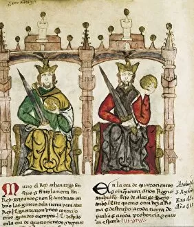 Portrait of the Visigothic kings Alaric I (left)