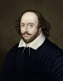 Shakespeare Prints: Portrait of William Shakespeare - English Playwright and poet