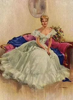 Neckline Prints: Portrait of a young woman in a white dress