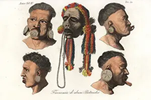 Portraits of Botocudo people of Brazil with