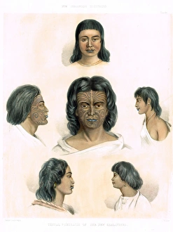 Angas Gallery: Portraits of Five Maoris - New Zealand