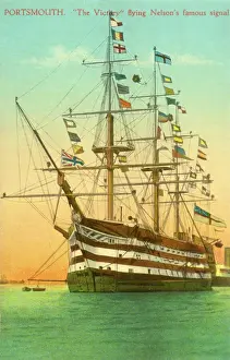 Admiral Prints: Portsmouth, Hampshire - HMS Victory flying Nelsons signal