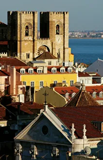Triangular Prints: Portugal. Lisbon. Cathedral and Alfama neighborhood