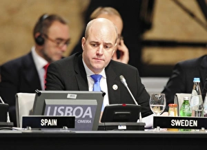 Nato Collection: PORTUGAL. Lisbon. Swedish Prime Minister Fredrik