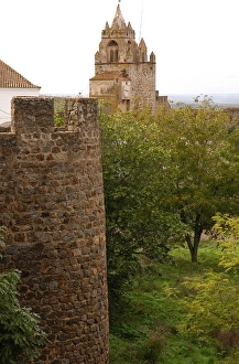 Images Dated 19th October 2006: Portugal. Montemor-o-Novo. Walls of the Castle and Clock Tow