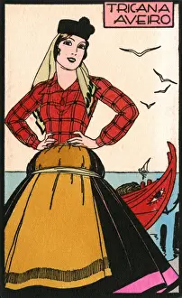 Seagulls Prints: Portugal - Pretty girl from Tricana Aveiro Region