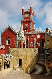Palacio Prints: Portugal. Sintra. Partial view of the Pena Palace complex