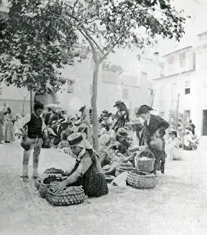 Vendors Prints: Portuguese street market near Lisbon, Portugal