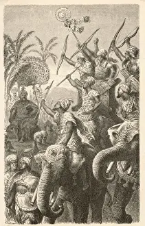 Macedon Prints: PORUS GATHERS ELEPHANTS