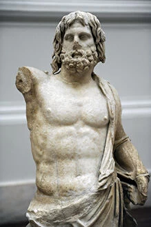 Pergamon Gallery: Poseidon from the Pergamon Altar terrasse. 160 B.C. Marble