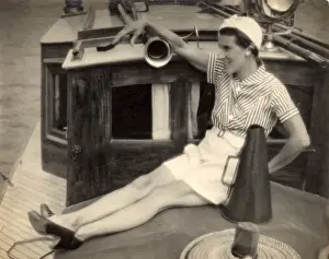 Posing on a boat at Rochester, 1928