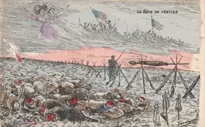 Postcard, battlefield with the dream of peace, WW1