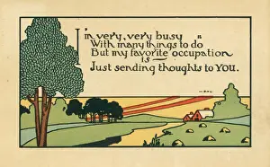 A postcard bearing a very useful message for busy people in order to stop their friends