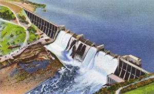 Infrastructure Prints: Postcard booklet, Morris Sheppard Lake and Dam, Texas, USA