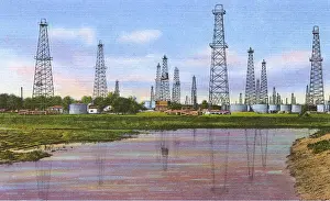 Postcard booklet, oil fields, Dixieland, USA