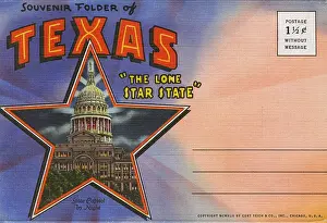 Booklet Prints: Postcard booklet, Souvenir folder of Texas, USA
