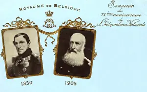 Monarchs Prints: Postcard celebrating 75 years of the Belgian Monarchy