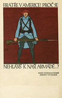 Postcard, Czechoslovak Recruiting Office, WW1
