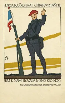 Postcard, Czechoslovak Recruiting Office, WW1